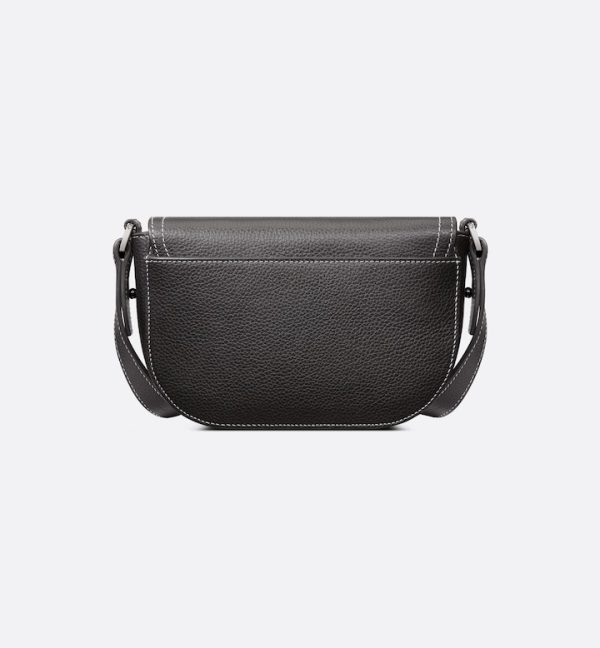 DIOR Mini Saddle Messenger Bag with Flap Black Grained Calfskin - Image 6