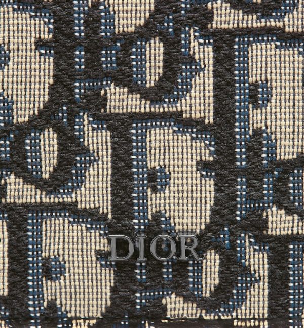 DIOR Vertical Bifold Wallet Beige and Black Oblique Jacquard - Image 2
