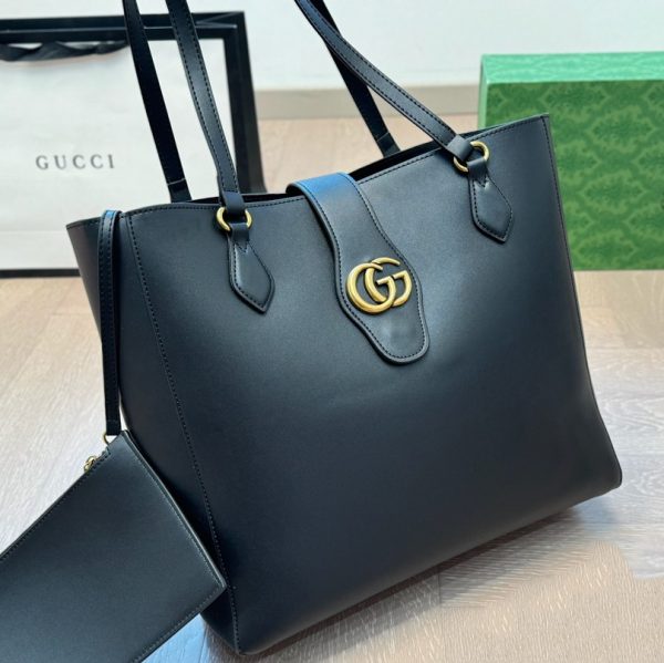 GUCCI New Sakai Calfskin Lux Medium Dahlia Tote Black - Image 2