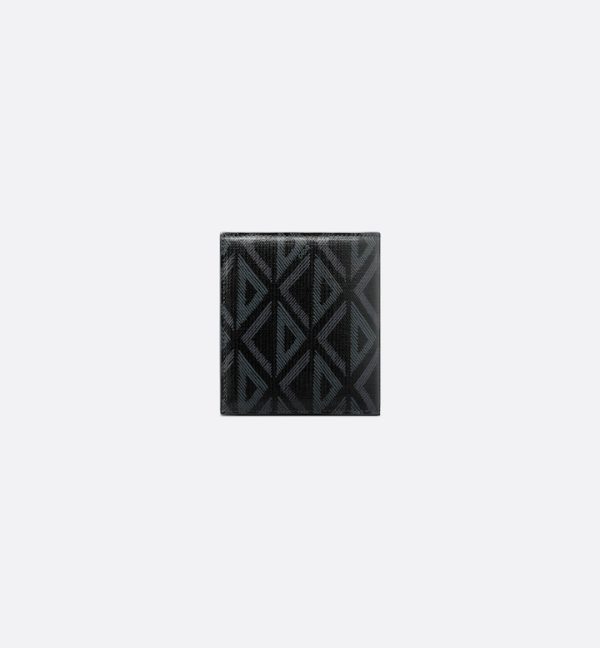 DIOR Compact Vertical Wallet  Black CD Diamond Canvas - Image 4