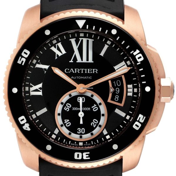 CARTIER Calibre Rose Gold Black Dial Automatic Mens Watch - Image 2