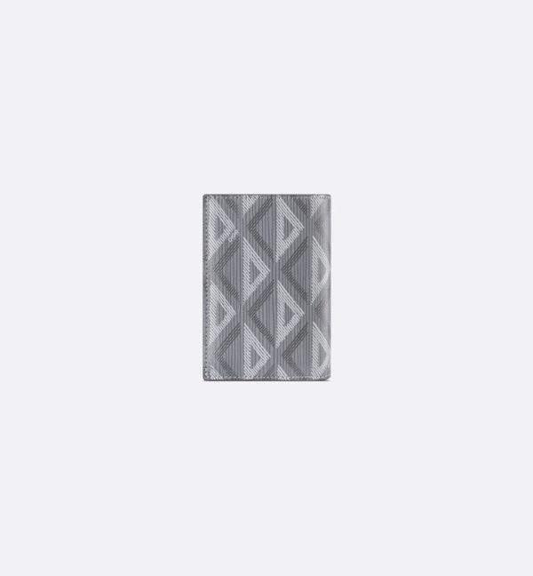 DIOR Vertical Bifold Card Holder Gray CD Diamond Canvas