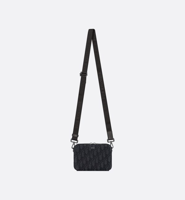 DIOR Zipped Pouch with Strap Black Oblique Jacquard - Image 4