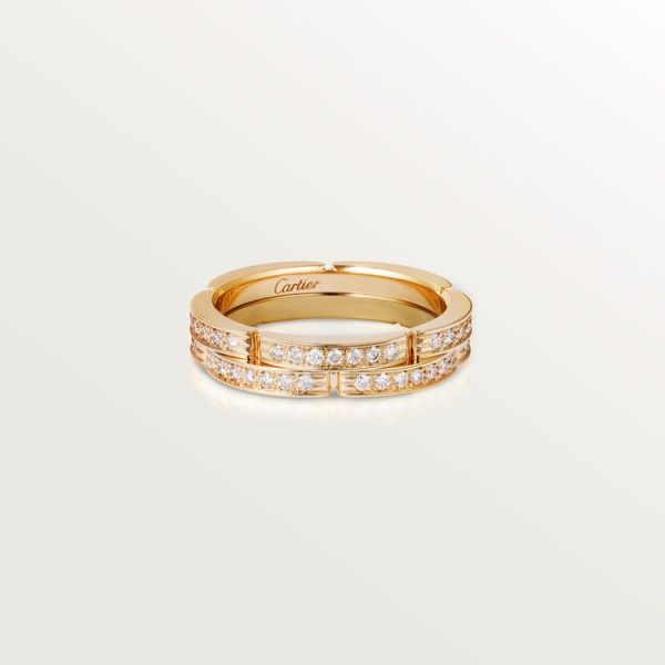 CARTIER MAILLON PANTHÈRE WEDDING BAND, 2 HALF DIAMOND-PAVED ROWS