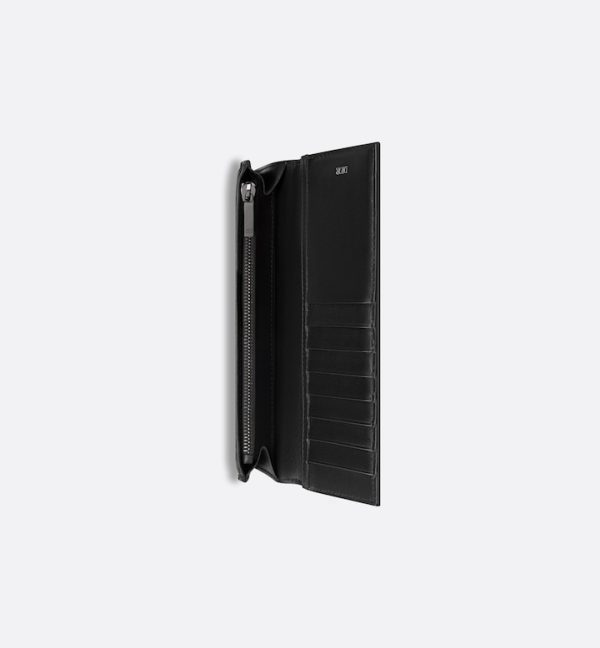 DIOR Vertical Bifold Wallet  Black CD Diamond Canvas - Image 3