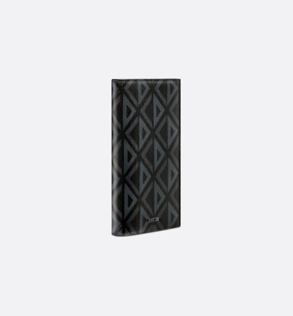 DIOR Vertical Bifold Wallet  Black CD Diamond Canvas - Image 4