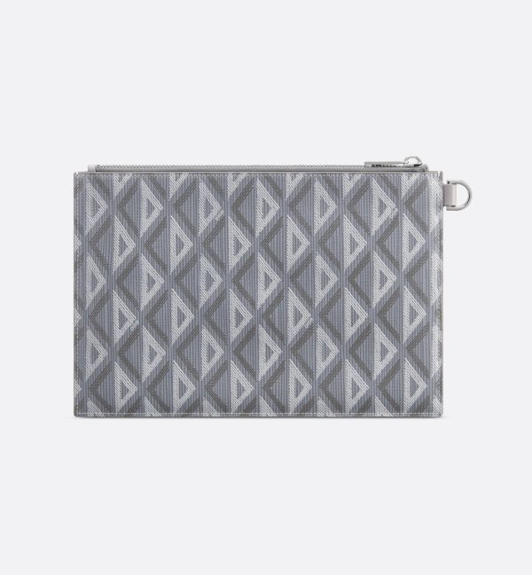 DIOR A5 Pouch Gray Diamond Canvas