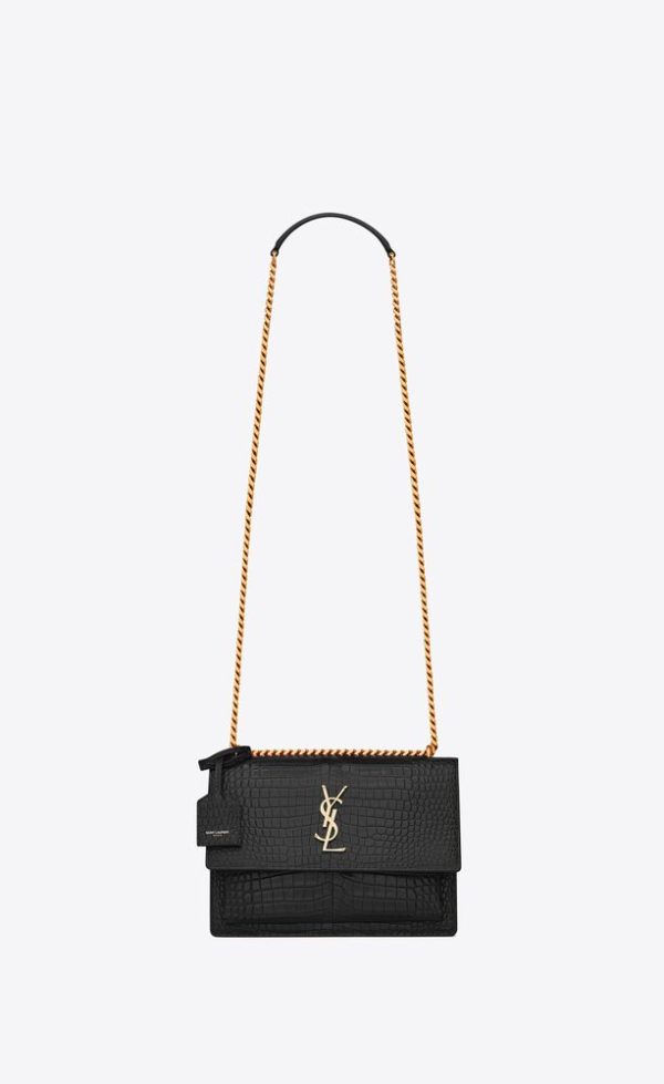 SAINT LAURENT SUNSET MEDIUM IN CROCODILE-EMBOSSED LEATHER