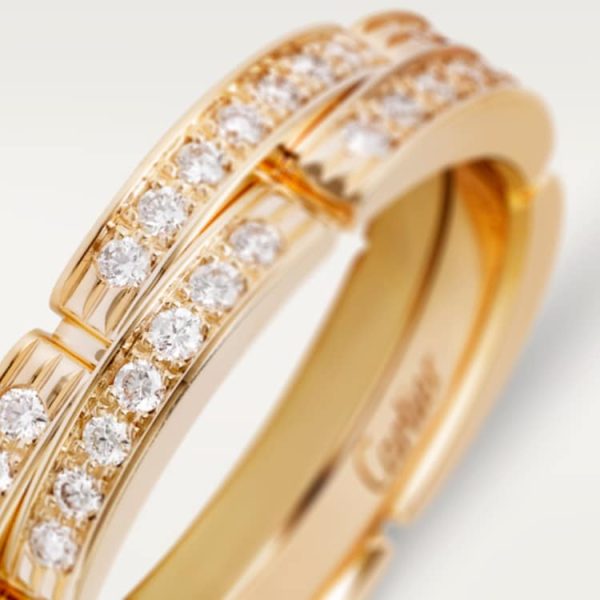 CARTIER MAILLON PANTHÈRE WEDDING BAND, 2 HALF DIAMOND-PAVED ROWS - Image 2