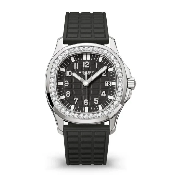 Patek Philippe Aquanaut Luce 36.3 mm | Black rubber strap | “Mysterious Black” embossed dial Diamond bezel | Ladies Watch 5067a-001