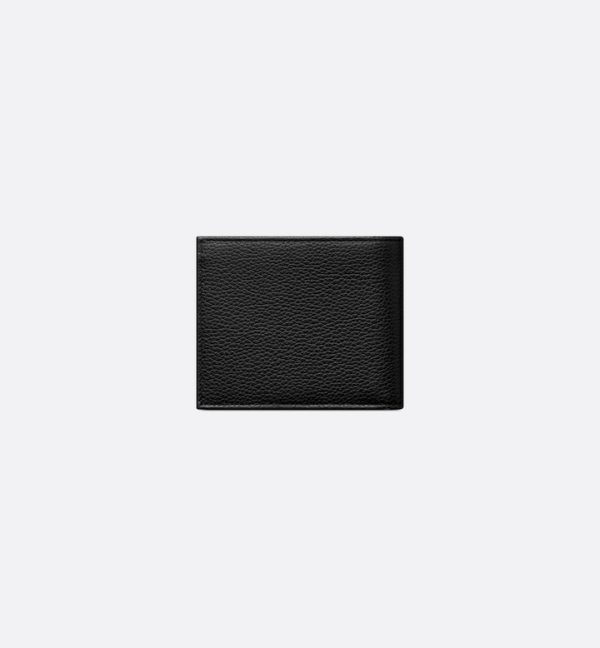 DIOR Saddle Bifold Wallet Black Grained Calfskin Marquetry with Beige and Black Oblique Jacquard - Image 2