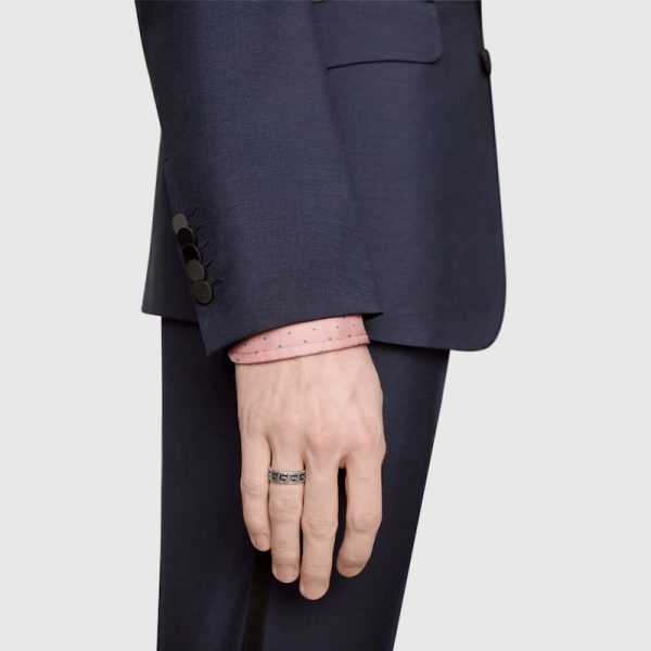 GUCCI SILVER RING WITH SQUARE G - Image 4