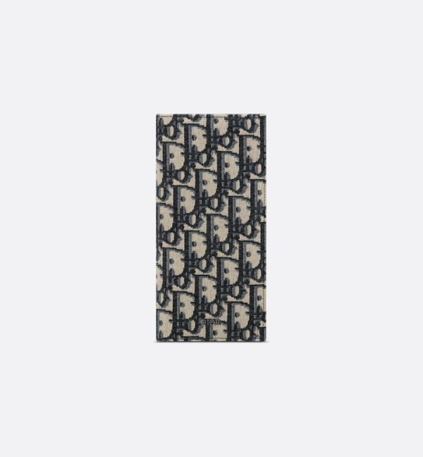 DIOR Vertical Long Wallet  Beige and Black Oblique Jacquard - Image 5