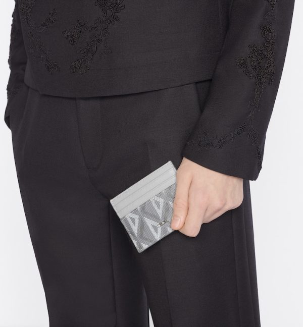 DIOR Card Holder Gray CD Diamond Canvas - Image 3