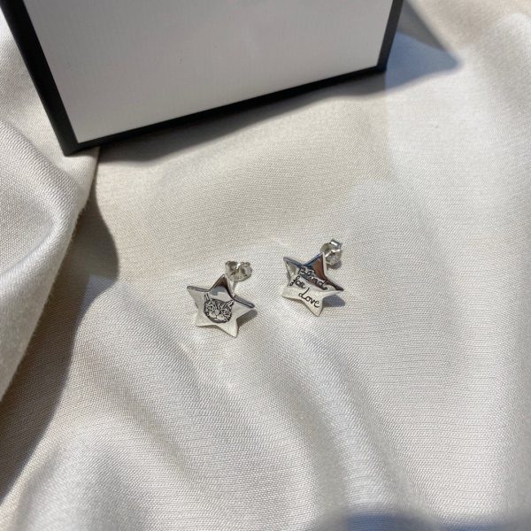 GUCCI SILVeR BLIND FOR LOVE STAR EARRINGS - Image 4