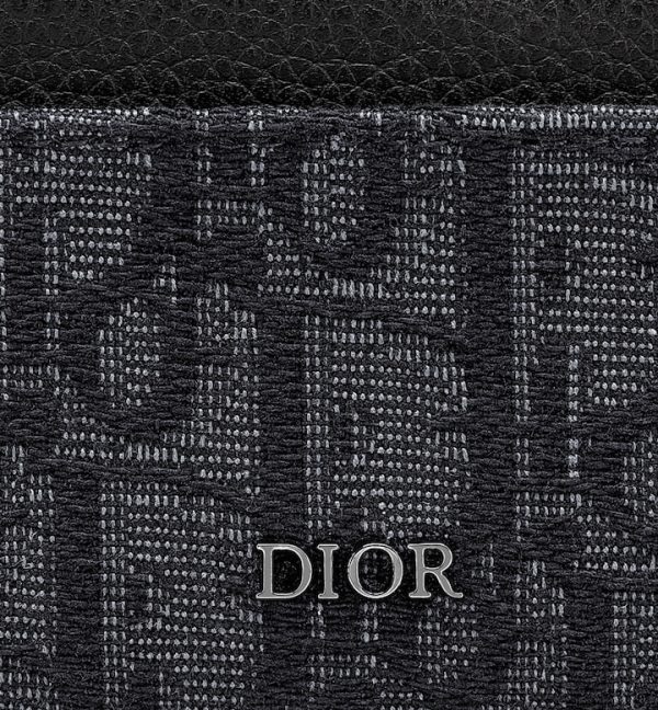 DIOR Card Holder Black Oblique Jacquard and Black Grained Calfskin - Image 3