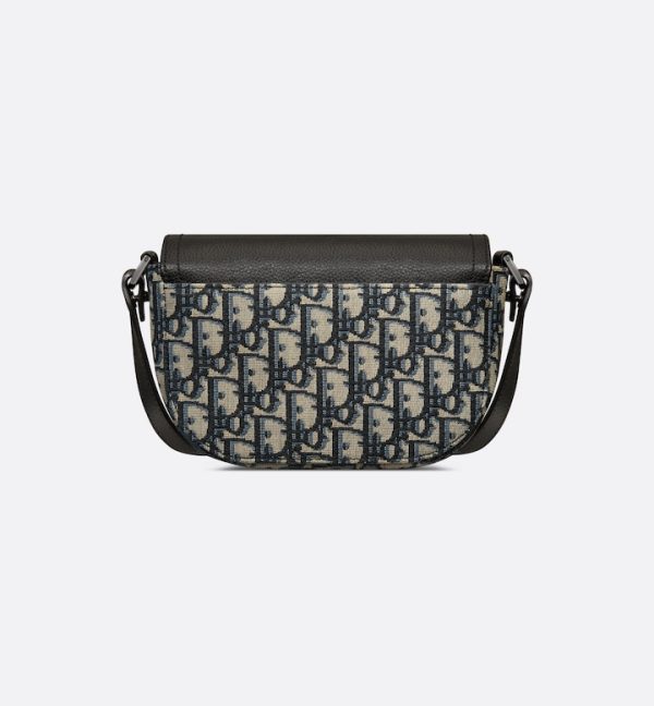 DIOR Mini Saddle Messenger Bag with Flap Beige and Black Oblique Jacquard with Black Grained Calfskin - Image 6