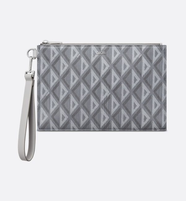 DIOR A5 Pouch Gray Diamond Canvas