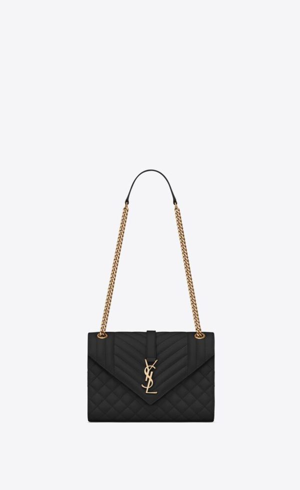 SAINT LAURENT ENVELOPE MEDIUM IN QUILTED GRAIN DE POUDRE EMBOSSED LEATHER