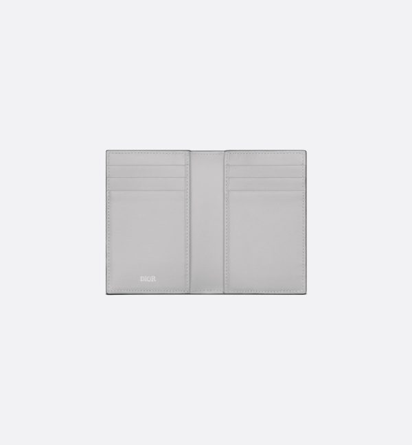 DIOR Vertical Bifold Card Holder Gray CD Diamond Canvas - Image 2