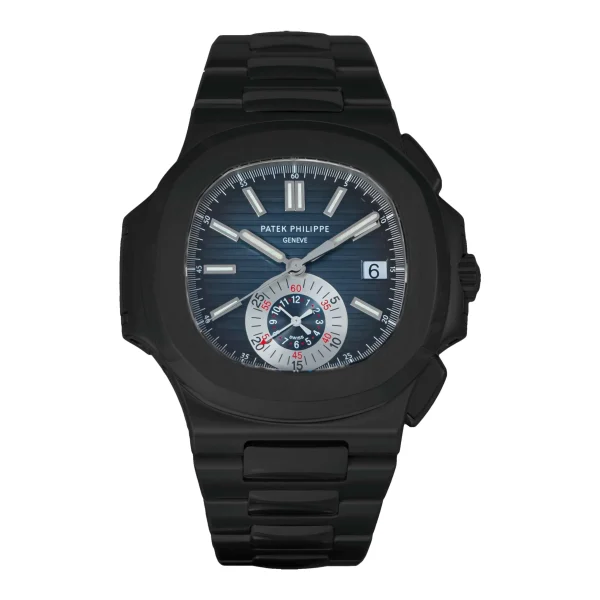 Black Patek Philippe DLC-PVD Nautilus Chronograph 40.5 mm | Black Pvd/Dlc Stainless Steel bracelet | Blue dial | Men's Watch 5980/1A-001-pvd-2