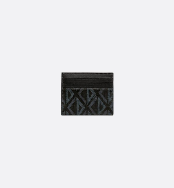 DIOR Card Holder Black CD Diamond Canvas