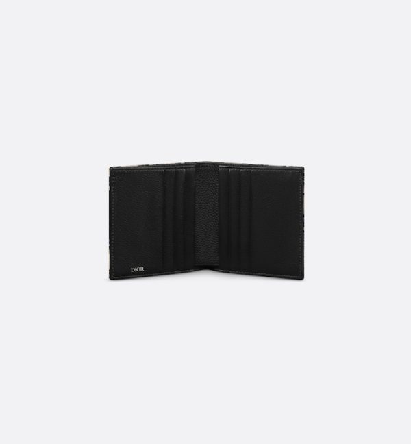 DIOR Vertical Bifold Wallet Beige and Black Oblique Jacquard - Image 4