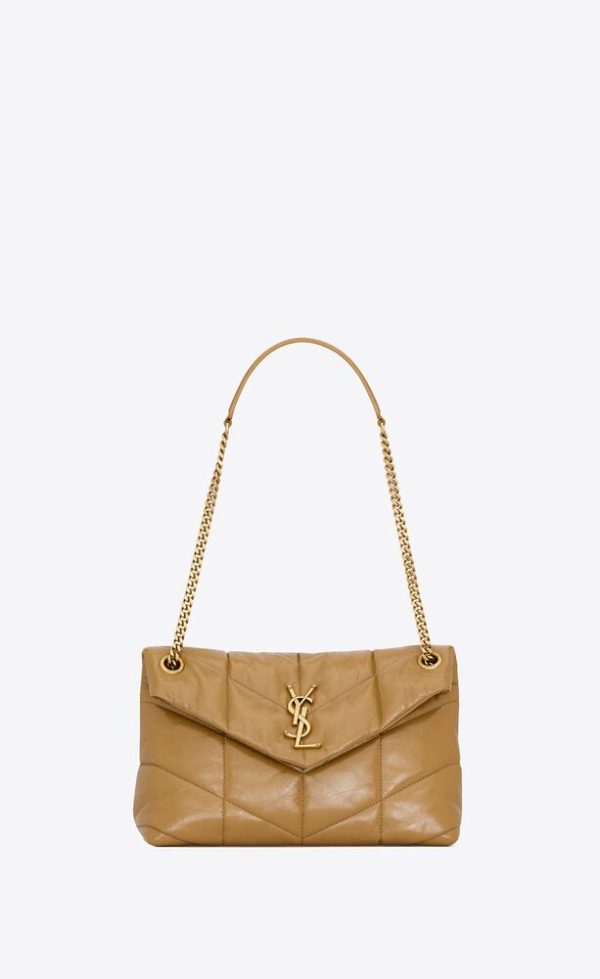 SAINT LAURENT SMALL PUFFER IN CRINKLED LEATHER