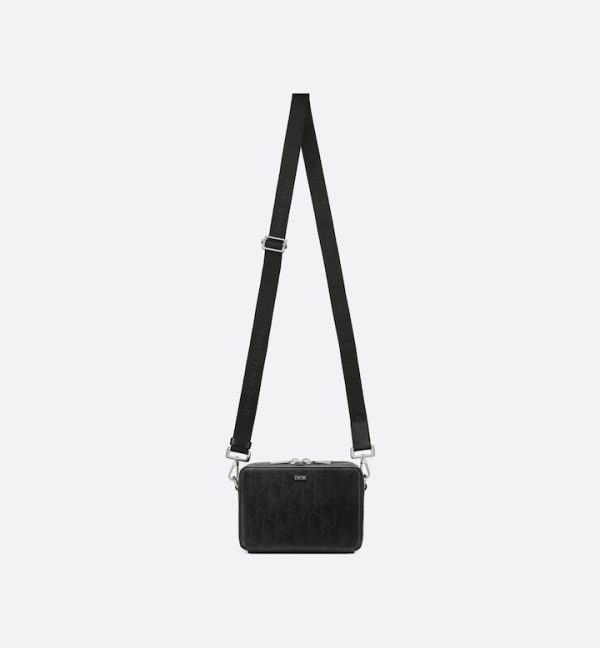 DIOR Zipped Pouch with Strap Black Oblique Galaxy Leather - Image 3