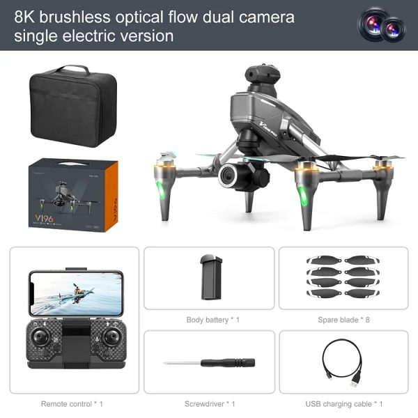 ✨TODAY ONLY🔔 Drone with 8K camera for adults, v196 rc quadcopter with auto return, follow me, brushless motor, circular flight, waypoint, altitude hold, headless mode, 28 minutes long flight time!! - Image 22