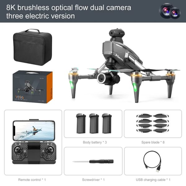 ✨TODAY ONLY🔔 Drone with 8K camera for adults, v196 rc quadcopter with auto return, follow me, brushless motor, circular flight, waypoint, altitude hold, headless mode, 28 minutes long flight time!! - Image 24