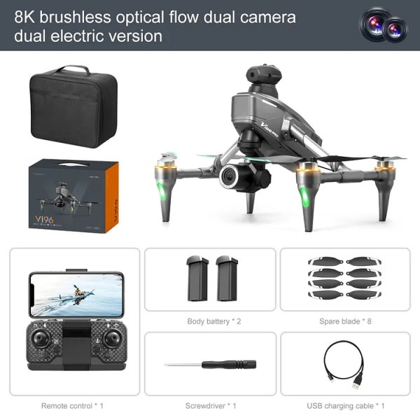 ✨TODAY ONLY🔔 Drone with 8K camera for adults, v196 rc quadcopter with auto return, follow me, brushless motor, circular flight, waypoint, altitude hold, headless mode, 28 minutes long flight time!! - Image 23
