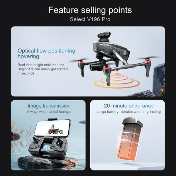 ✨TODAY ONLY🔔 Drone with 8K camera for adults, v196 rc quadcopter with auto return, follow me, brushless motor, circular flight, waypoint, altitude hold, headless mode, 28 minutes long flight time!! - Image 5