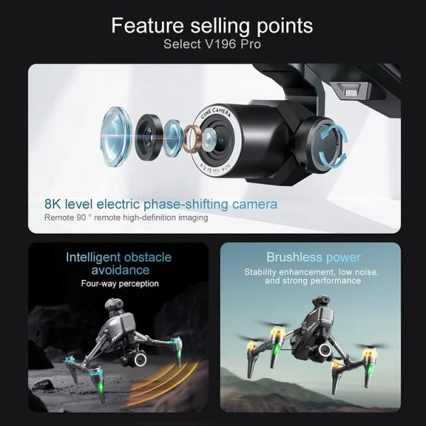 ✨TODAY ONLY🔔 Drone with 8K camera for adults, v196 rc quadcopter with auto return, follow me, brushless motor, circular flight, waypoint, altitude hold, headless mode, 28 minutes long flight time!! - Image 6
